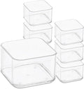 primebox Plastic Clear Acrylic Drawer Organizers. Bathroom, Kitchen, Bedroom, Utensils, Office Organizer Bins, Storage Trays. Heavy Duty, Stackable. 3" x 3" x 2" Set of 6