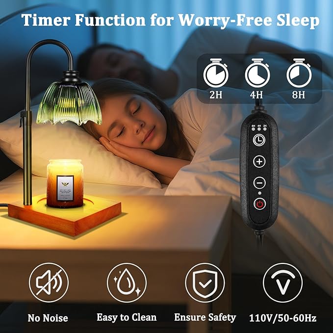 YGS-Tech Candle Warmer Lamp with Timer Dimmer, Height Adjustable Candle Warmer Lamp for Jar Candles, Birthday Gifts for Women Mom, House Warming Gifts New Home Decor
