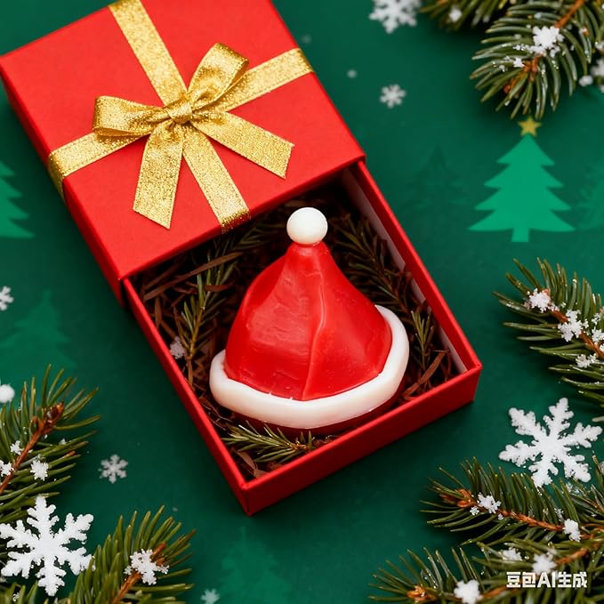 3D Christmas Hat Silicone Molds Large Christmas Molds Xmas Hat Pan Silicone Mold 6-Cavity Christmas Cake Mold for Mousse Cake Muffin Baking Jello Chocolate Ice Cube Soap Candle Lotion Bar Bath Bomb
