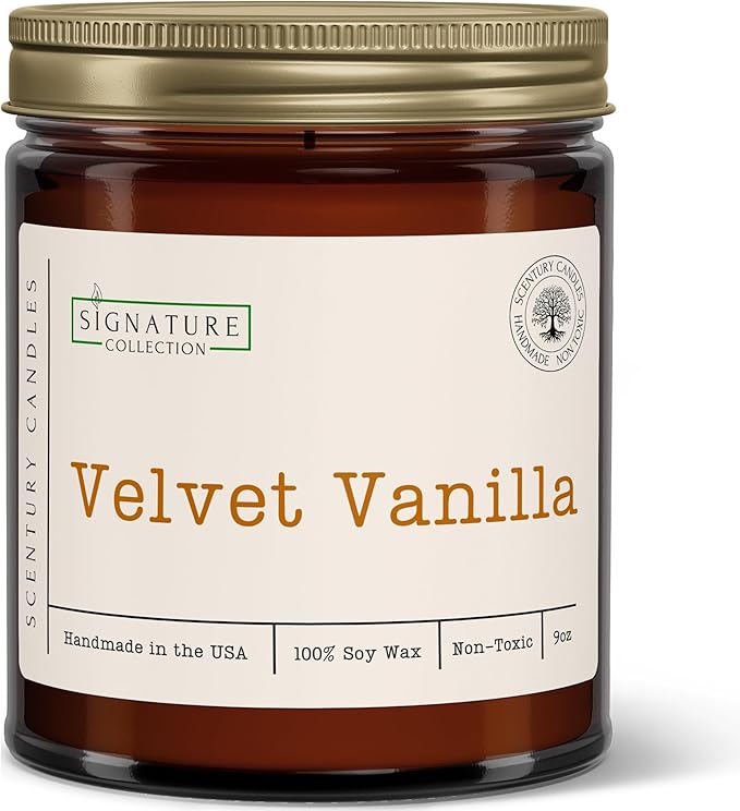 Velvet Vanilla Scented Candle, Many Scents to Choose from, All Natural Non-Toxic Soy Wax, Handmade in The USA (Velvet Vanilla)