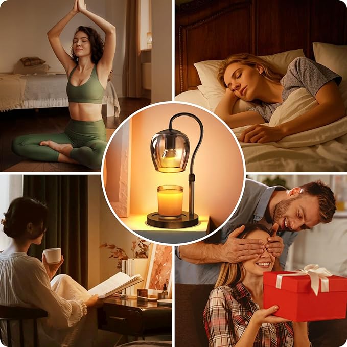 Candle Warmer Lamp with Timer & Dimmable 4-Level Brightness - Adjustable Height,for New Home Bedroom, Gifts for Women