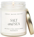 Sweet Water Decor Salt and Sea Candle - Sea Salt, Musk, and Amber Scents - Beach Candles and Decor for Home - 9oz. Clear Jar Soy Candle, Made in The USA