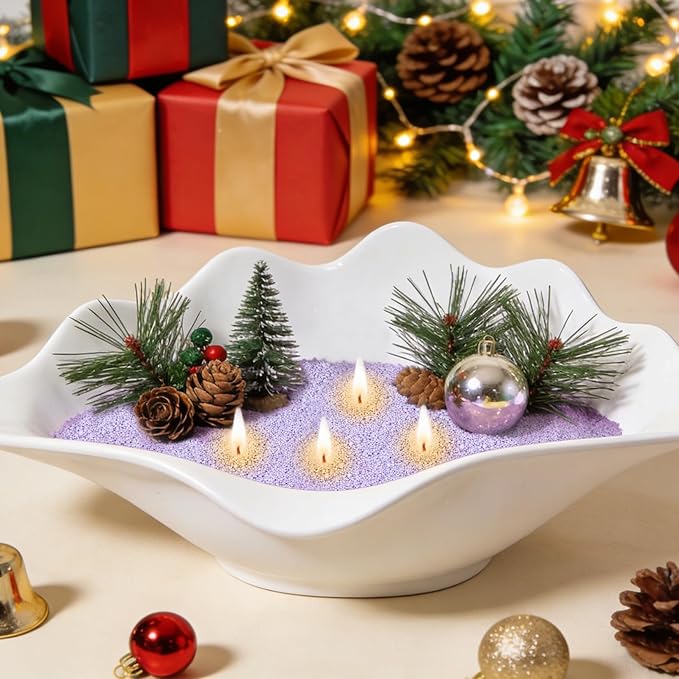 Sukh Purple Snow Pearled-Candles with Wicks - 410G DIY Candle Sand,Pearled Sand Wax with Wicks,Pearled Wax,Refillable for Weddings,Partie,Halloween,Christmas,Thanksgiving