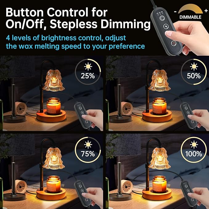 Candle Warmer Lamp with Timer Dimmable, Adjustable Height, House Warming Gifts New Home Decor, Mothers Day Birthday Gifts for Mom Women, Bedroom Decor with 2 Bulbs (Mother's Day Gift)