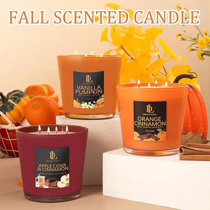 Large Candle Vanilla Pumpkin Scented, 4 Wick Natural Soy Candles for Home Scented, 30oz Big Candle Long Lasting, Home Aromatherapy Candles Housewarming Gift for Women Men