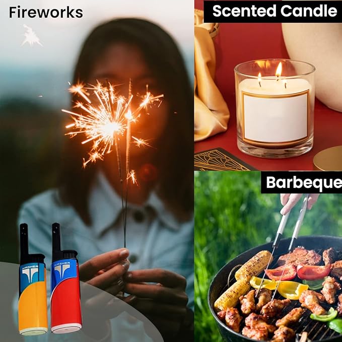 Kasher EZ Reach Candle Lighter with Candle Tool - Extended Wand - Ideal for Lighting Scented Candle Jar, Camping, Outdoor, and BBQ - Pack of 2 (Blue)