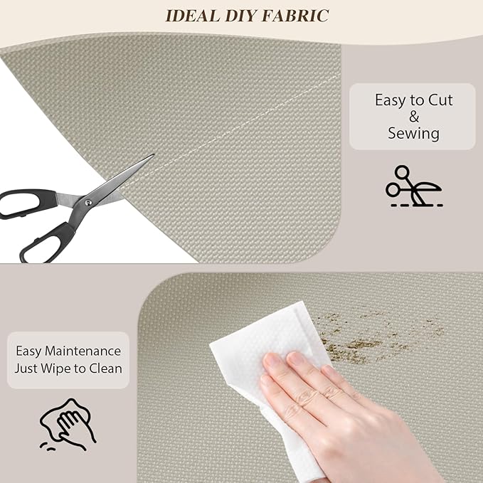 ANMINY 100% Waterproof Outdoor Fabric 3 Yards, 58" W 600D Marine Canvas Fabric with PVC Backing, Ripstop Upholstery Material by The Yard for Furniture Boat Covers Tent Awning, Beige
