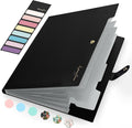 Sooez Accordion File Organizer, Letter Size Expanding File Folder with Labels, 5 Pocket Folders for Document, Portable Paper Bill Receipt Organizer for Home School Office Supplies, A4 Size, Black