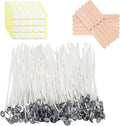 Pre Waxed Cotton Candle Wick for Candle Making, 120Pcs 6 inch with 120 pcs Wick Stickers and 10Pcs Candle Wick Holders