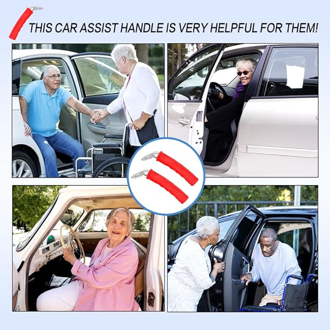 Car Assist Handle for Elderly - 2Pack Auto Cane with Emergency Window Breaker, 400lbs Capacity Vehicle Support Handle for Seniors & Handicapped