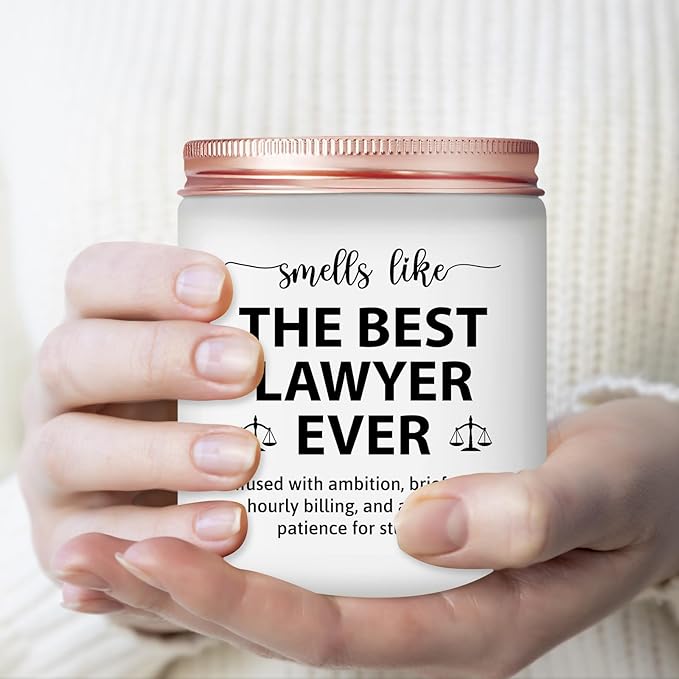 Lawyer Gifts for Women Men - Lawyer Gifts for Female Attorney, Paralegal, Future Lawyers - Law School Graduation Gift for Law Students -Bar Exam Gift - Lavender Scented Candle