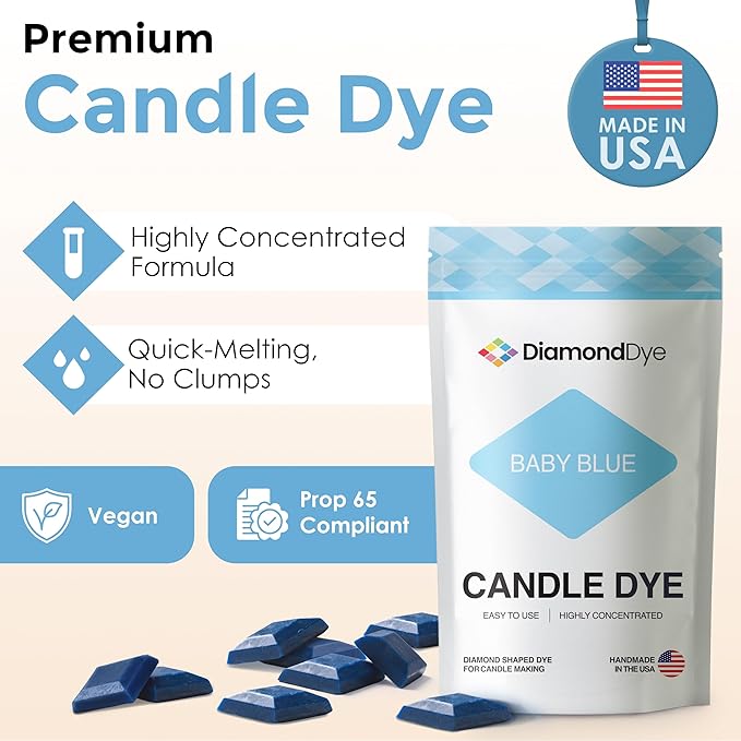 Baby Blue Candle Dye - Made in The USA - Premium Colorants - Highly Concentrated - Popular Colors for Paraffin or Soy Wax - Great for Professionals or Hobbyist - 10 Dye Chips