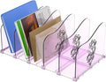 Adjustable Rose File Organizer for Desk, Vertical File Folder Holders for Magazines, Upright Desktop Binder Organizer, Clear Paper Bookshelf Divider File Sorter for School Office Supplies