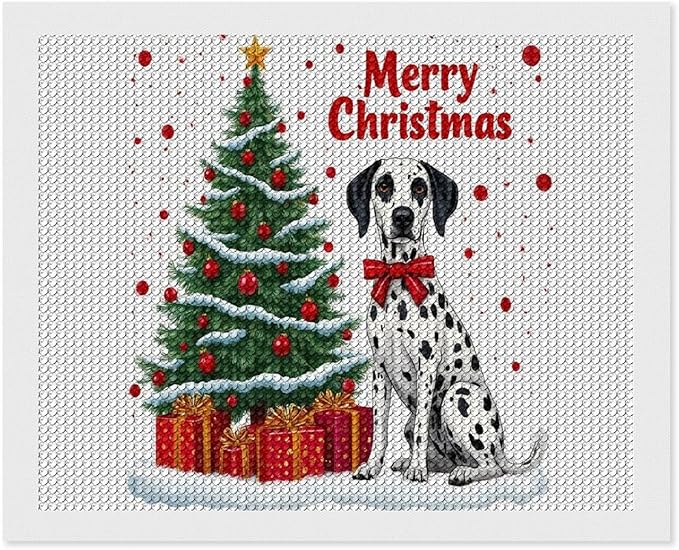 AIVKIEJK Diamond Painting Kits for Adults - Christmas Joyful Canine Holiday Painting DIY 5D Full Drill Diamond Dots Paintings with Diamonds Gem Art and Crafts Home Decor 16"x20"