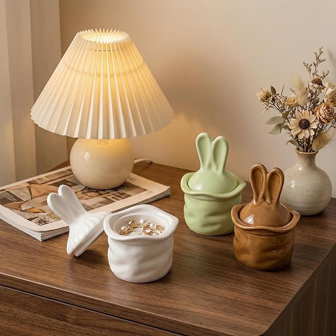 2-Piece Bunny Ear Storage Jar Silicone Mold Set, Lid & Base with Ergonomic Grip Design - DIY Candle Holder, Aromatherapy Plaster, Resin Craft Box for Home Decor, Easter Gift