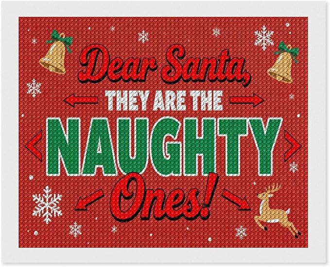 AIVKIEJK Diamond Painting Kits for Adults - Christmas Dear Santa, They are The Naughty Ones Painting DIY 5D Full Drill Diamond Dots Paintings with Diamonds Gem Art and Crafts Home Decor 16"x20"