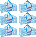 VENO 6 Pack Heavy Duty Moving Bags, Storage Bins with Lids, Transparent Window Design, Alternative to Moving Boxes, Storage Bags for Clothes, Blankets, Comforters (Spring Breeze, 6 Pack)