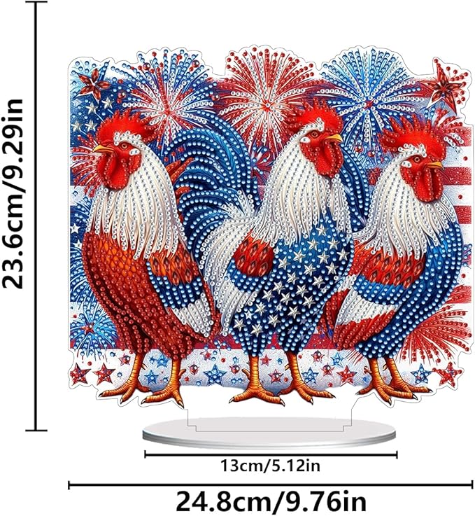 ARTopet DIY Diamond Desktop Ornament PET Irregular Shape Special Shaped Crystal Double Sided Pattern Single Sided Diamond Art Painting Tabletop Home Ornaments Decor (Rooster01)