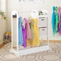 Guidecraft See and Store Dress-up Center – White: Pretend Play Costume Storage Wardrobe for Kids with Mirror & Shelves, Armoire with Bottom Tray, Toddlers Room Furniture
