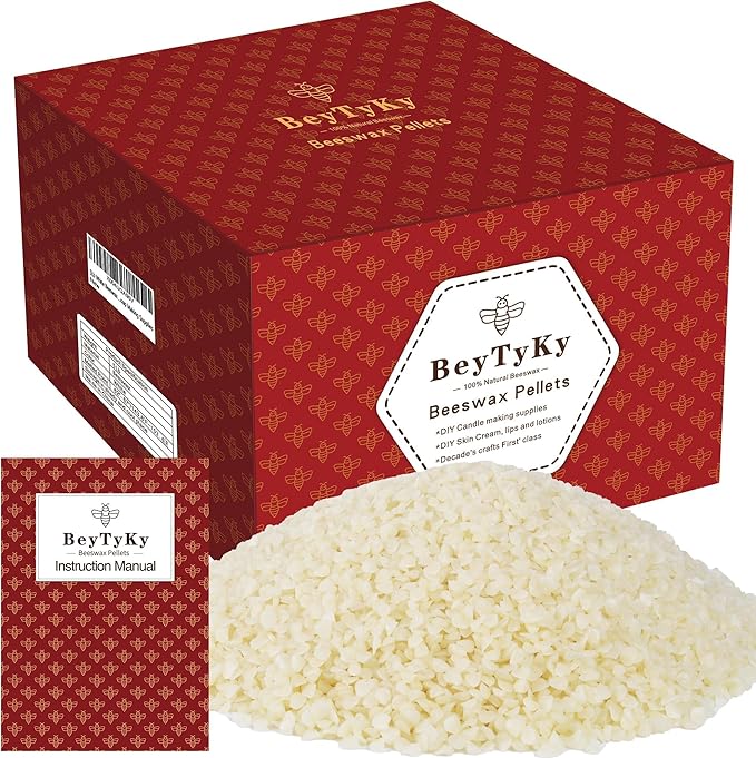 BeyTyKy 5Lb White Beeswax Pellets - 100% Pure and Natural Triple Filtered Beeswax for Candle Making, Skin, Face, Body, Hair Care DIY Creams, Lotions, Lip Balm and Soap Making Supplies