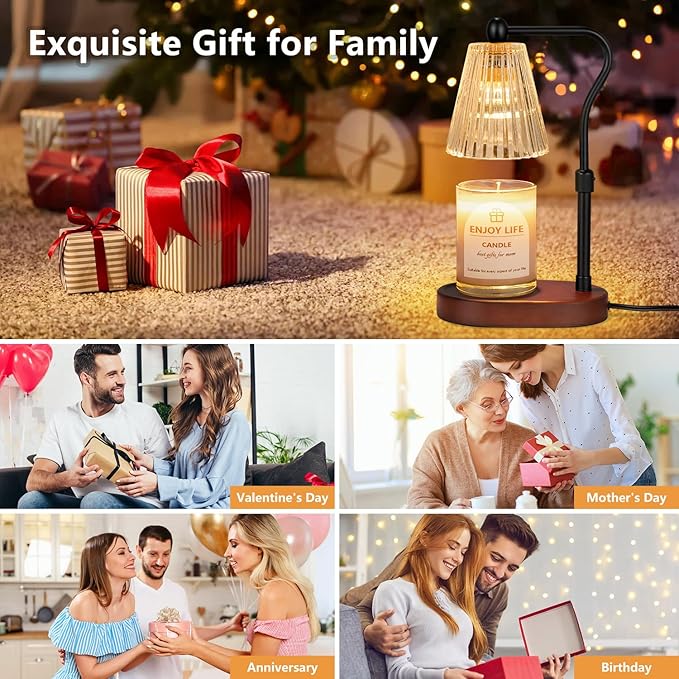 seenlast Candle Warmer Lamp with Timer Dimmer Adjustable Height, Electric Wax Warmer Vintage Home Decor for Scented Jar Candles,Birthday Gifts for Women
