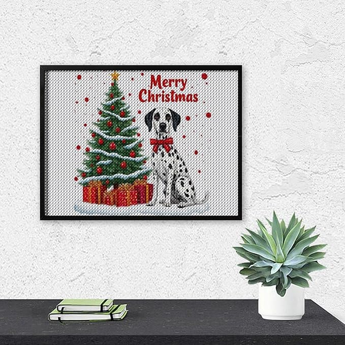 AIVKIEJK Diamond Painting Kits for Adults - Christmas Joyful Canine Holiday Painting DIY 5D Full Drill Diamond Dots Paintings with Diamonds Gem Art and Crafts Home Decor 12"x16"