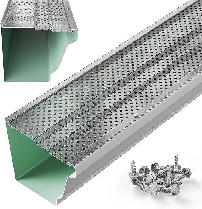 6" Gutter Guards Leaf Protection, Domestic Aluminum Gutter Covers 6 Inch (100 Feet, Mill Finish)