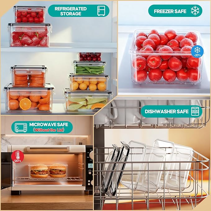 40 PCS Food Storage Containers with Lids Airtight (20 Containers & 20 Lids) - Plastic Food Containers for Kitchen Storage Reusable BPA-Free Leakproof Meal Prep Container with Labels & Pen