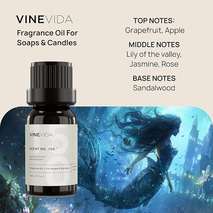 VINEVIDA [10 ml] Mermaid Tales; Fragrance Oil for Candle Making and Soap Making - Premium Candle Scents for Soy Candles
