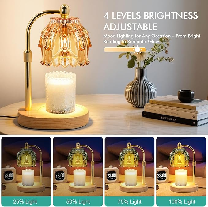 Candle Warmer Lamp with Timer - Electric Wax Melt Warmer with Adjustable Height and Dimmer for Scented Candle Wax, Home Fragrance Décor and House Warming Birthday Gifts for Women Mom