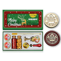 Mceal Christmas Wax Seal Stamp Kit with Santa Claus Handle,2 Colors Wax Beads, Melting Spoon,Golden Color Pen,2 Candles for DIY Gift Wrapping, Holiday Greeting Cards