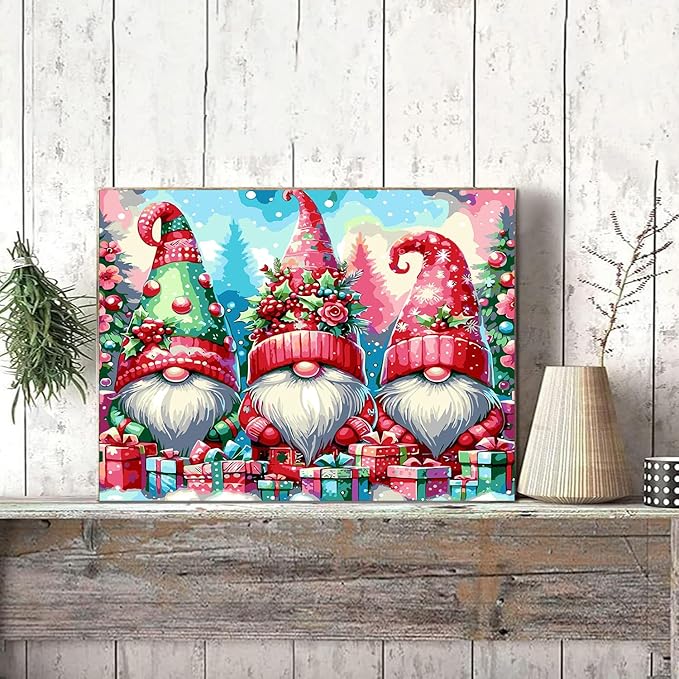 Meothan Paint by Numbers Kits for Adults Beginners- Easy Canvas Christmas Gnomes Paint by Number for Home Decor and Gifts 16X20 inch