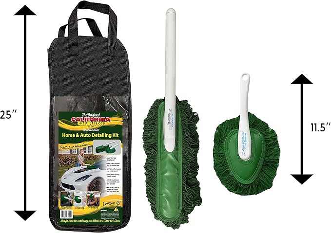 California Car Duster Detailing Combo with Plastic Handle and Green Mop 62455