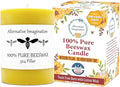 Alternative Imagination – 100% Pure Beeswax Candle – Medium 3x4 Inch Pillar – Long Lasting 60 Hour Burn – Non-Toxic, Unscented & Hypoallergenic – Natural Honey Aroma – Handcrafted from Real Beeswax