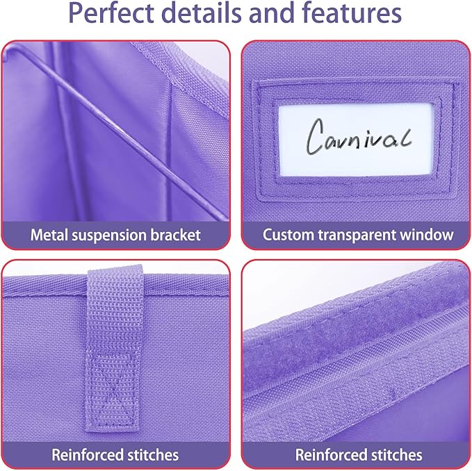 abcxgood Desktop File Organizer Box,Collapsible Hanging Filing Box,Home Office Document Storage Organizer with Front Pocket and Handles, Letter Size Folder. (PURPLE)