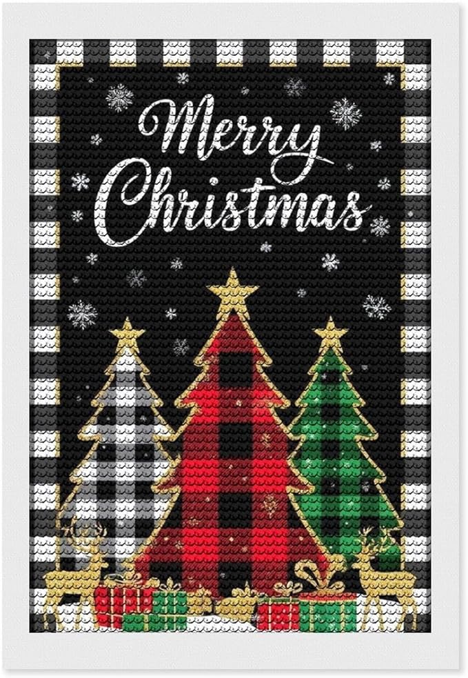 AIVKIEJK Diamond Painting Kits for Adults - Merry Christmas Tree Holiday Painting DIY 5D Full Drill Diamond Dots Paintings with Diamonds Gem Art and Crafts Home Decor 8"x12"