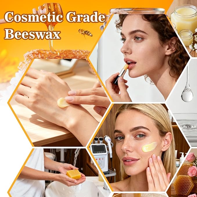 CARGEN Yellow Beeswax Pellets- 430g (0.95lb) Beeswax Pellets Triple-Filtered Natural Bees Wax Cosmetic Grade Bee Wax for DIY Candles Skin Care Lip Balm Soap