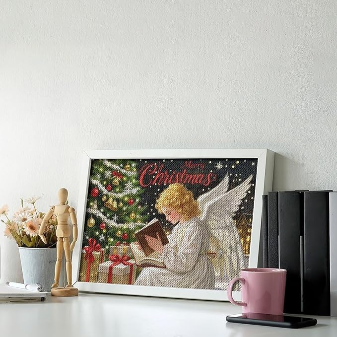 AIVKIEJK Diamond Painting Kits for Adults - Merry Christmas Angel Welcome Painting DIY 5D Full Drill Diamond Dots Paintings with Diamonds Gem Art and Crafts Home Decor 8"x12"