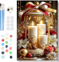 Bowetile Christmas Paint by Numbers for Adults Beginners Framed, Candles Adults' Paint-by-Number Kits, Adult Paint by Number Kits on Canvas, Acrylic Number Painting for Home Decor, 8x12in