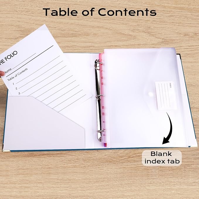 XKDOUS Important Document Organizer with 9 Pockets, Aesthetic Folio Folders 3-Ring Accordion Storage Binders Linen Expanding File Folder for Papers, Documents and Files