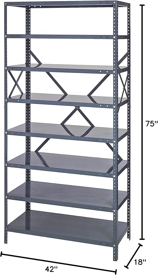 Quantum Storage Systems 75-1842-8 IRONMAN Solid Heavy Duty 8 Shelves 75" H x 42" W x 18" D
