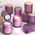 DARJEN 12 Pack Purple Candle Jars - 8 OZ Empty Glass Containers With Bamboo Lids and Labels for Making Candles, DIY Home Supplies