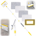 Baseboard Cleaner Tool with Long Handle,Wall Cleaner Mop with Extendable Handle 1 Stiff Bristles mop Head and 4 Reusable Cleaning Pads，Duster for Cleaning Tile Ceiling Window Skirting Board