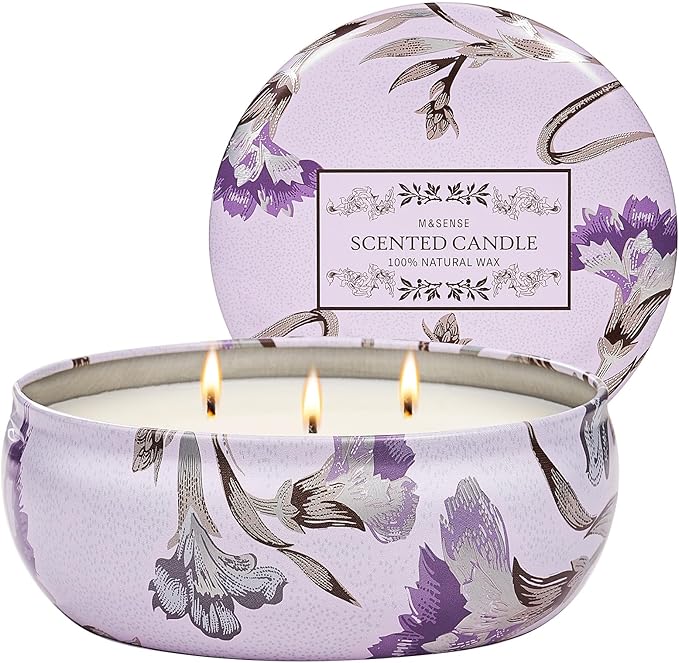 M&SENSE Citrus Berry Scented Candles 12 oz, Large 3 Wick Soy Tin Candle, Over 40 Hour Burning Time, 100% Natural Vegan Wax Relaxing Aromatherapy Aesthetic Candle Gift for Women Men