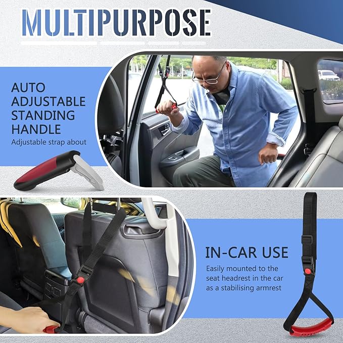 Car Door Handle for Elderly Car Handle Assist Support, Portable Auto Grab Handles with Strap for Handicap Seniors