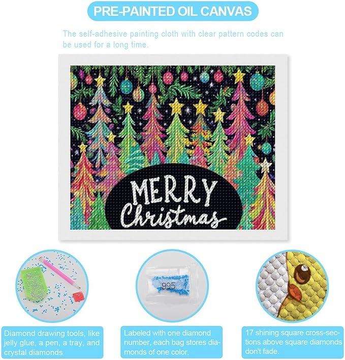 AIVKIEJK Diamond Painting Kits for Adults - Colorful Christmas Tree Painting DIY 5D Full Drill Diamond Dots Paintings with Diamonds Gem Art and Crafts Home Decor 16"x20"