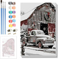 Skyboda Christmas Paint by Numbers Kit for Adults Beginners with Frame, Farmhouse Truck Adult Paint by Number Kits on Canvas, Easy DIY Oil Painting Kits for Home Decor, 8x12in