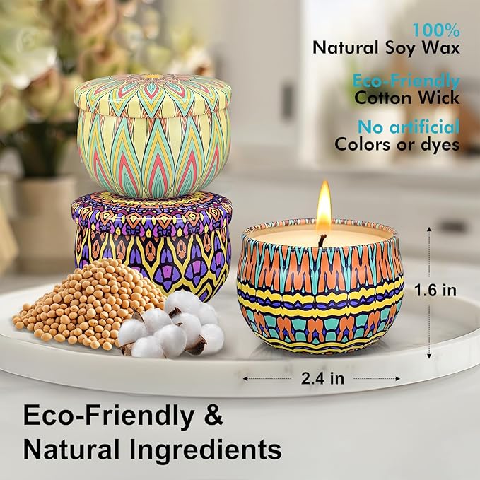 Scented Candles Gift Set, 48 Pack Candles for Home Scented, 1200 Hour Long Lasting Soy Candle, Birthday Gifts for Women, Aromatherapy Candle for Stress Relief, Relaxation, Bath, Yoga