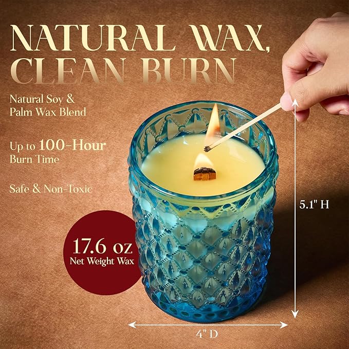 M&SENSE Jasmine Garland Scented Candle | 17.64OZ, 100-Hour Burn | Natural Non-Toxic Soy Wax | Long-Lasting for Mood Healing and Gifting |for Bathroom, Kitchen, Office