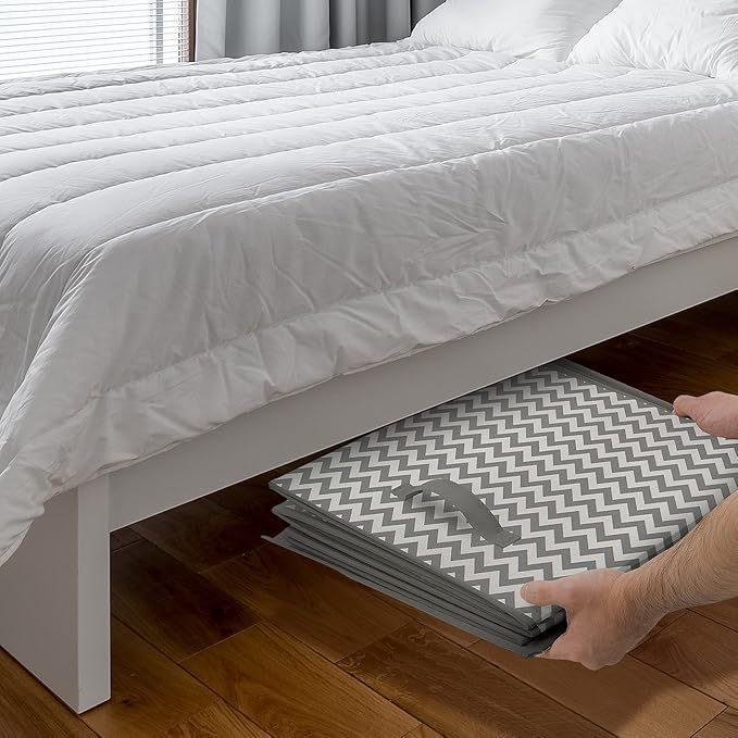 Sorbus Storage Chest with Flip-Top Lid, Collapsible Storage for Closet & Home Organization - Large (Pattern - Chevron Gray)